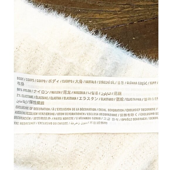 Hollister Off-White Fuzzy Ribbed Stretch Knit Cropped V-Neck Sweater SZ Small - Picture 9 of 9